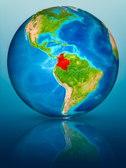 Colombia on Earth on reflective surface