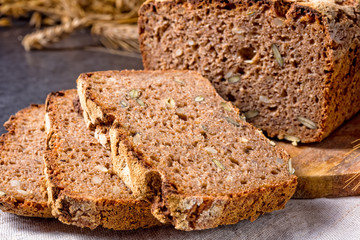 delicious and healthy home-made wholegrain bread with honey