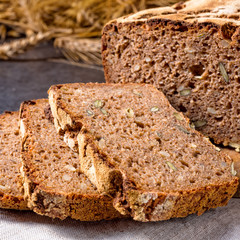 delicious and healthy home-made wholegrain bread with honey