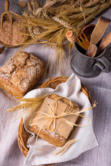 a delicious homemade wholemeal rye bread from sourdough