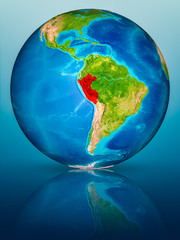 Peru on Earth on reflective surface