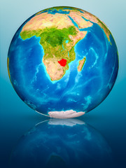 Zimbabwe on Earth on reflective surface