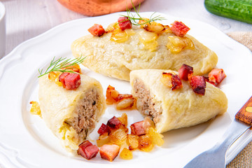 Rustic Cepelinai, a specialty Lithuanian and Polish cuisine. © Dar1930