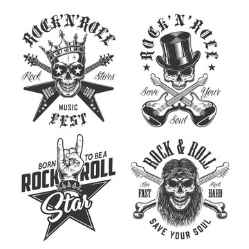 Set of rock and roll emblems