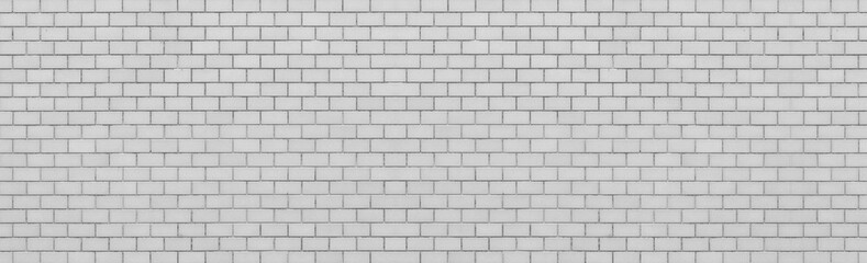 Panorama of White brick stone wall pattern and seamless background
