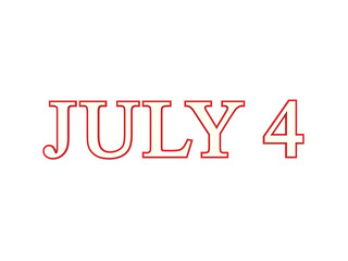 3D illustration isolated text 4 four july red and white