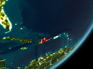 Dominican Republic on night Earth