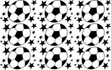 Seamless pattern with a soccer ball in a black  - white colors.  