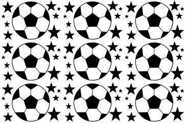 Seamless pattern with a soccer ball in a black  - white colors.  