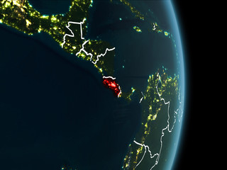 Orbit view of Costa Rica at night