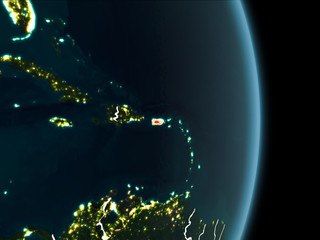 Orbit view of Puerto Rico at night