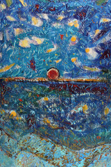 oil painting in blue