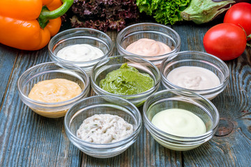 assorted sauces top view