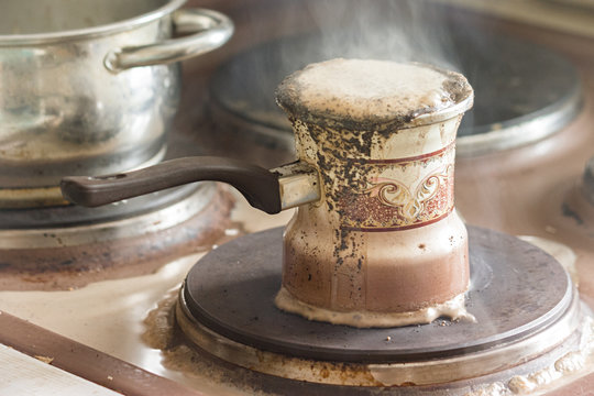 When the morning did not come. When the day did not come from the very morning. Coffee escaped from the pan. Bad luck when making coffee.