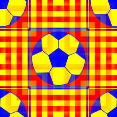 Seamless pattern with a soccer ball in a bright  translucent colors. 