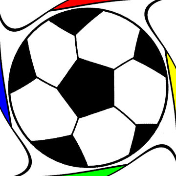 Decorative pattern with a soccer ball in a multicolor frame