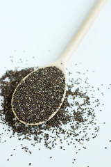 chia seeds close on white background