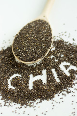 chia seeds close on white background