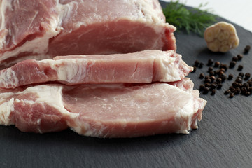fresh pork meat on cutting board