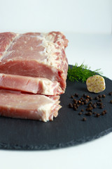 fresh pork meat on cutting board