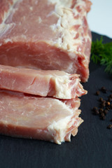 fresh pork meat on cutting board