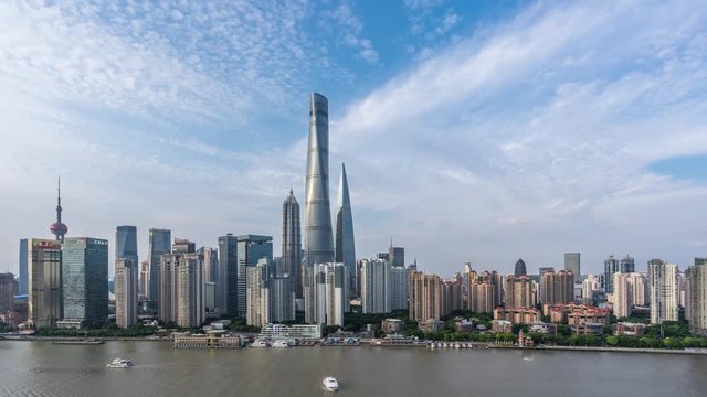 timelapse of panoramic shanghai city skyline