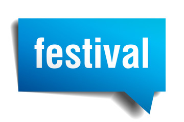 festival blue 3d speech bubble