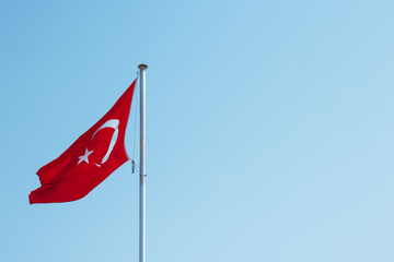 Turkey flag waving in the evening