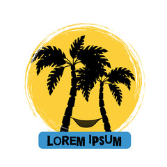Obraz premium Palm tree grunge logo emblem
