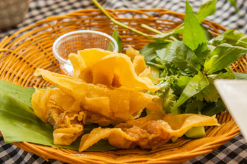 A sheet of minced pork and fried