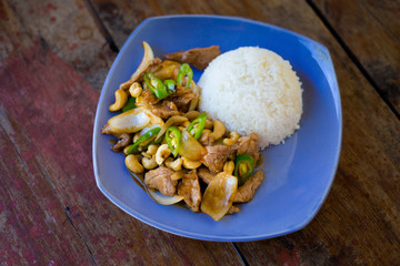 Thai cashew nut pork Kradan