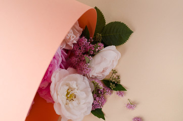 Live roses flowers frame. Beautiful floral background. Card Template to spring holidays with creative space for text.