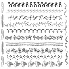 Set with Isolated Black Hand Drawn Design Elements