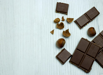 tile of delicious chocolate with nuts