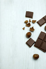 tile of delicious chocolate with nuts