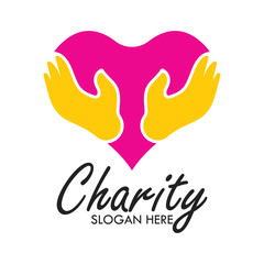 charity and care logo, emblems and insignia with text space for your slogan / tagline. vector illustration