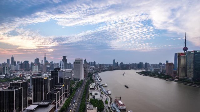 timelapse of panoramic shanghai city skyline