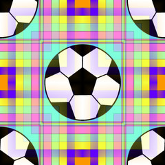Seamless pattern with a soccer ball in a bright  translucent colors. 
