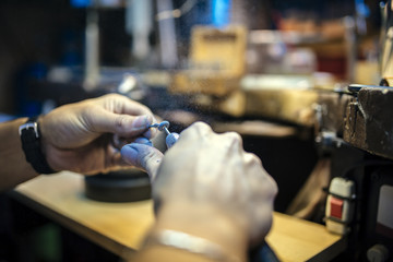 Dust and particles flying  while working