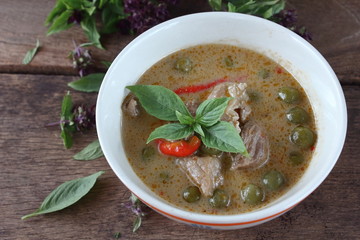 green curry with pork in coconut milk thai food