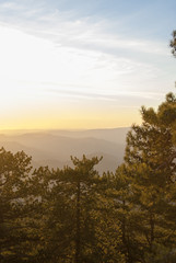 Golden hour and sunset views of the Troodos Mountains, Cyprus