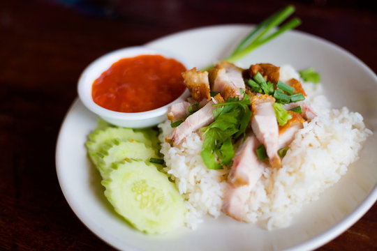 Thai crispy pork on rice