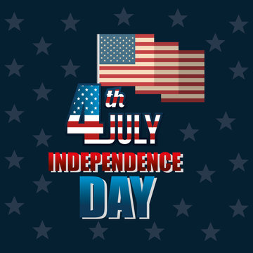 USA independence day with flag vector illustration design