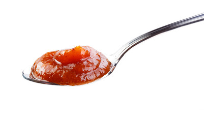 jam in  spoon isolated white background
