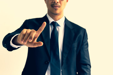Businessman pointing his finger in cross process
