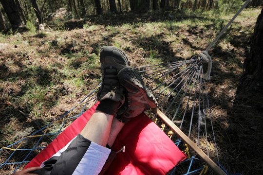 Man relaxing in the hammock
