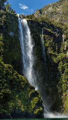 Waterfall at Milford Sound, Fiordland, New Zealand