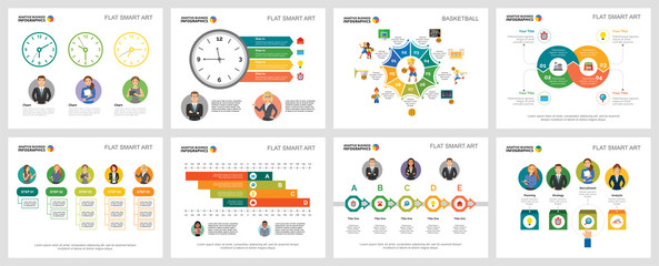 Colorful consulting or workflow concept infographic charts set. Business design elements for presentation slide templates. Can be used for financial report, workflow layout and brochure design. - obrazy, fototapety, plakaty
