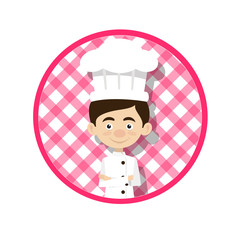 Chef Vector Illustration Design -  circular pink background