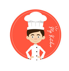 Chef Vector Illustration Design -  circular mascot